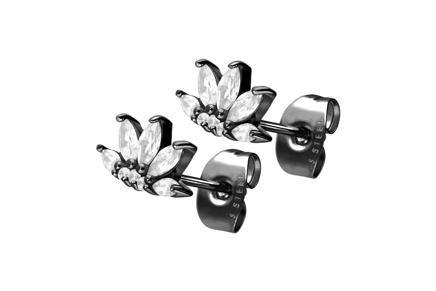 Chirurgenstahl Ohrstecker LOTUSBLÜTE + KRISTALLE von Piercingline